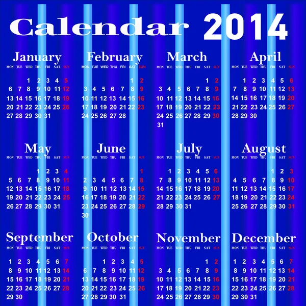 Kalender für 2014. — Stockvektor