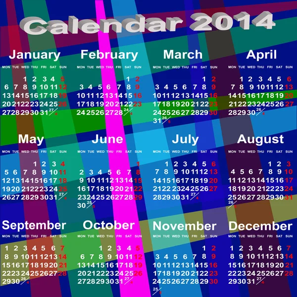 Календарь на 2014 год . — стоковый вектор