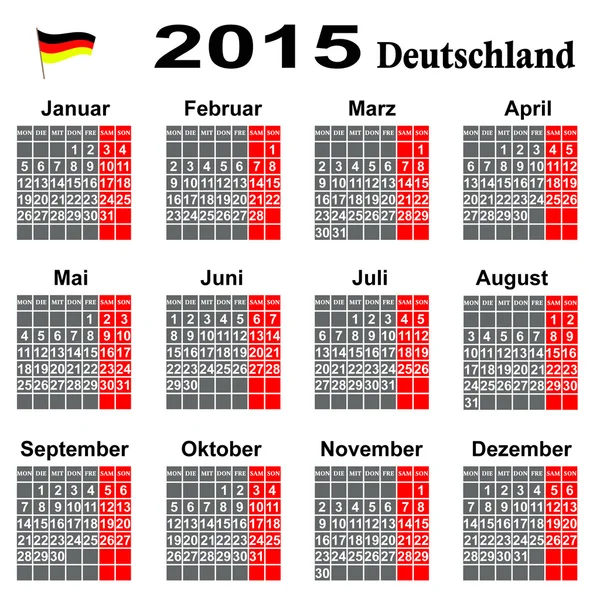 Kalender binnen 2015 Jahrs. — Stock Vector