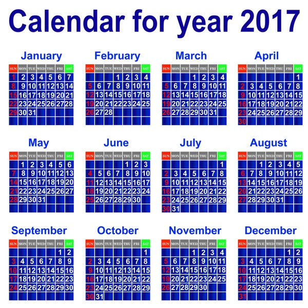 Calendário para 2017 ano. —  Vetores de Stock