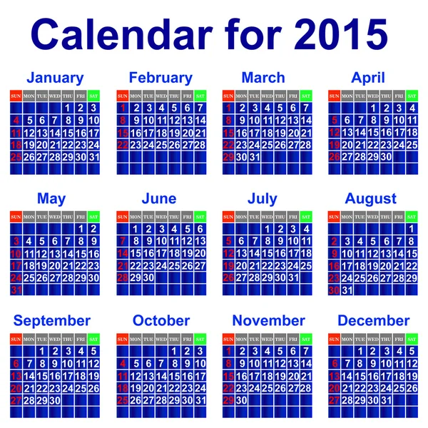 Calendar for 2015 year. — Stock Vector