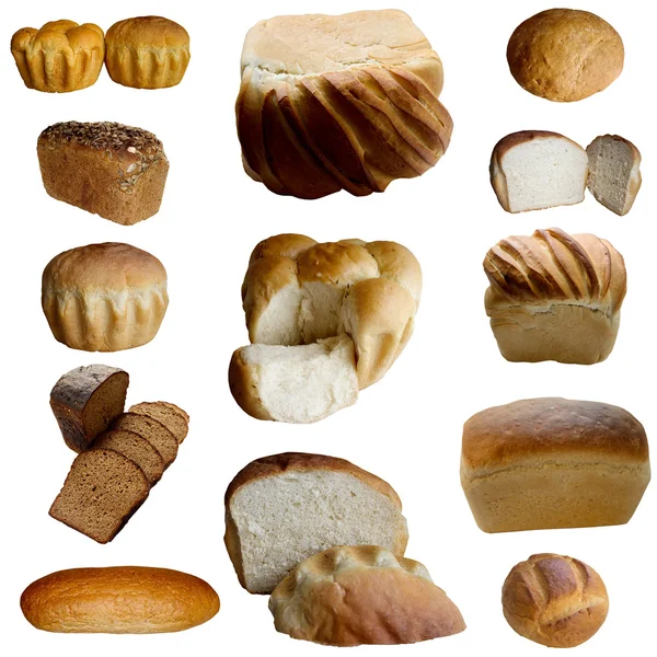 在白色的面包上隔离的新鲜面包. — 图库照片