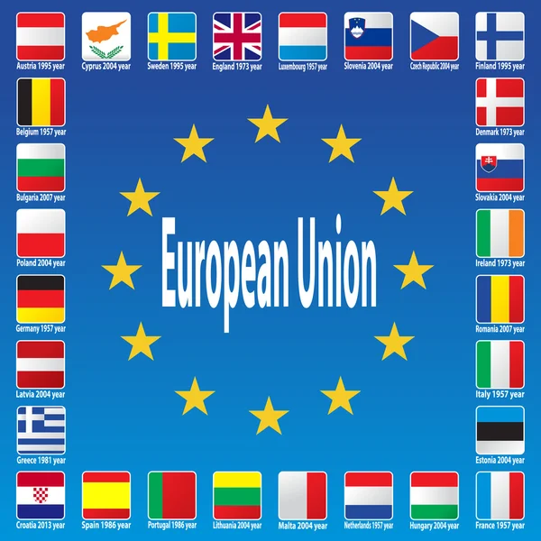 European Union Flags. — Stock Vector