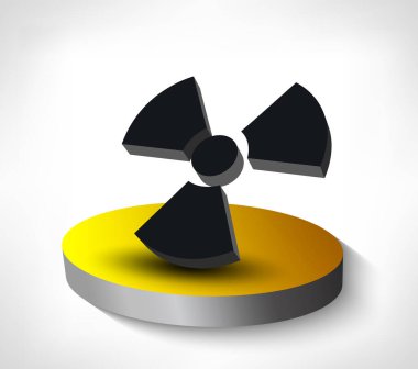 Radyoaktif İşaret 3D. Isometric Simgesi. Vektör illüstrasyonu.