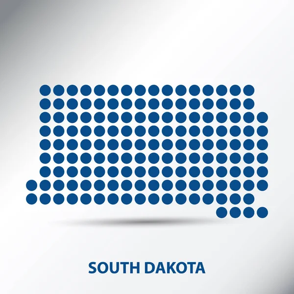 South Dakota State Abstract Dotted Map Inglés Ilustración Vectorial — Archivo Imágenes Vectoriales