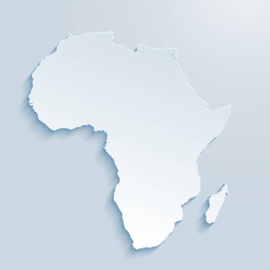 Afrika haritası gri arka planda 3D. Vektör illüstrasyonu