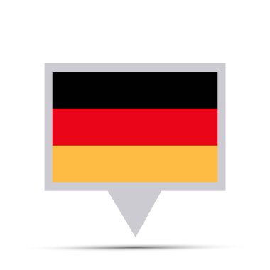 Almanya bayrağıyla birlikte harita broşu. Düz stil. Vektör illüstrasyonu.