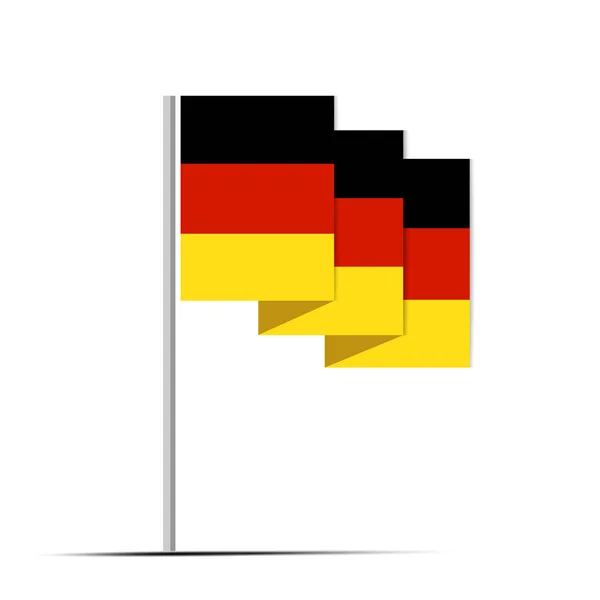 Vector Flat Style Schwenkt Deutschland Flagge Deutschland Flagge Deutsches Nationalwappen — Stockvektor