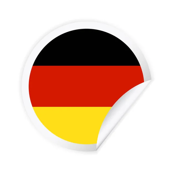Etiqueta Bandeira Alemanha Com Casca Fora Canto Isolado Fundo Branco — Vetor de Stock
