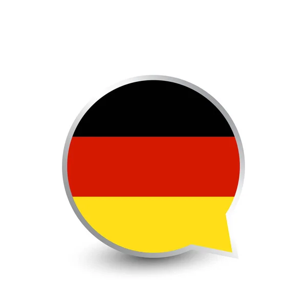 Pegatina Plana Forma Burbuja Discurso Con Bandera Alemania Ilustración Vectorial — Vector de stock