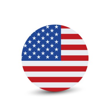 USA Flag Düz Yuvarlak Simgesi. Vektör illüstrasyonu.