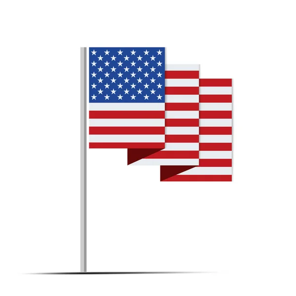 フラットスタイル米国の波のフラグ アメリカの国旗アイコン 折り紙のスタイルで米国の国民の紋章 ベクターイラスト — ストックベクタ
