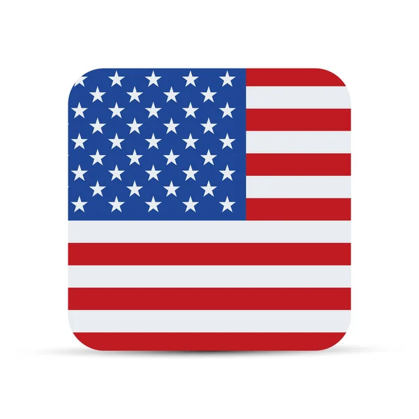 Usa Flag Square Icon Flat Style Vector Illustration — Stock Vector