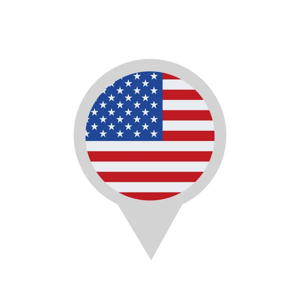 Usa Flag Location Icon Flat Style Vector Illustration — Stock Vector