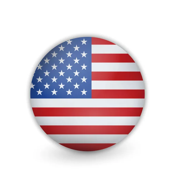 Usa Vlag Ronde Glanzende Icoon Knop Met Amerikaanse Vlag Vectorillustratie — Stockvector