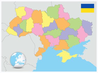 Ukrayna idari haritası. Mesaj yok. Vektör illüstrasyonu.