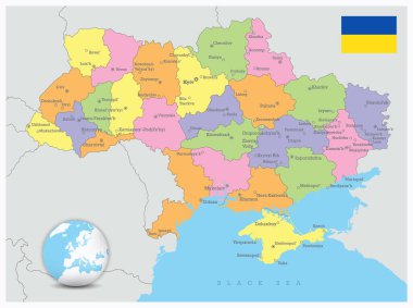 Ukrayna idari haritası. Vektör illüstrasyonu.