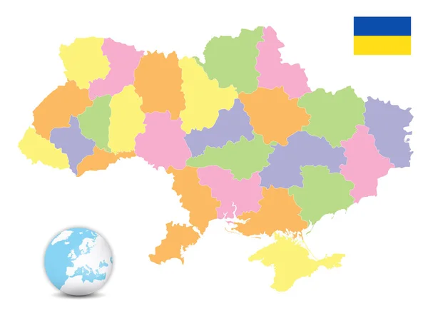 Ukraine Carte Administrative Isolée Sur Blanc Pas Texto Illustration Vectorielle — Image vectorielle