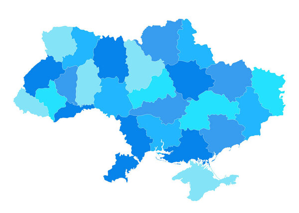 Ukraine map and regions isolated on white. Detailed vector illustration of Ukraine map.
