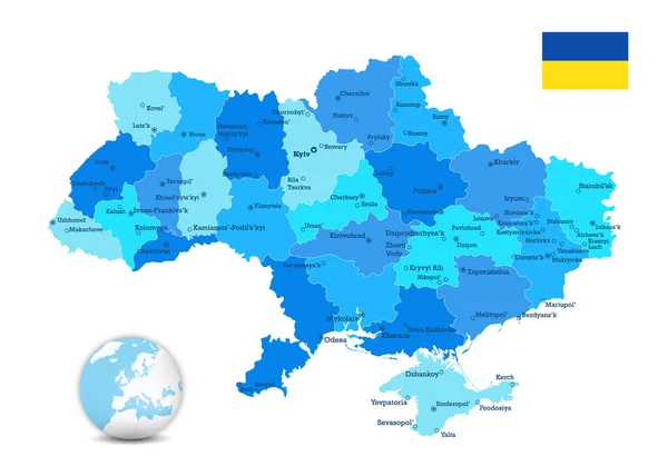 Україна Окреслює Міста Регіони Білому Тлі Детальна Векторна Ілюстрація Мапи — стоковий вектор