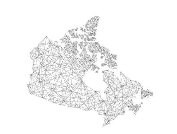 Communicatienetwerk Kaart Van Canada Wit Abstracte Vectorillustratie — Stockvector