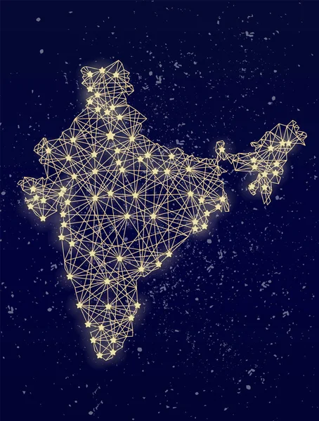 Glowing Map India Night Sky Abstract Vector Illustration — Stock Vector