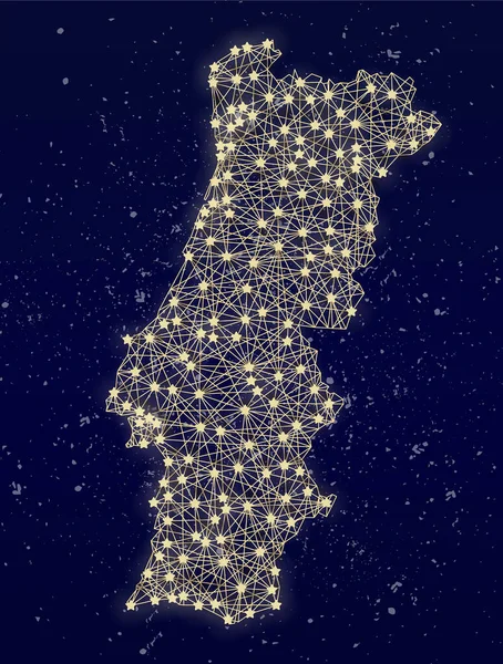 Glowing Map Portugal Night Sky Abstract Vector Illustration — Stockový vektor