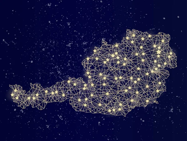 Glowing Map Austria Night Sky Abstract Vector Illustration — Stockvektor