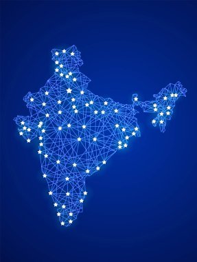 Communication network map of India. Abstract vector illustration.
