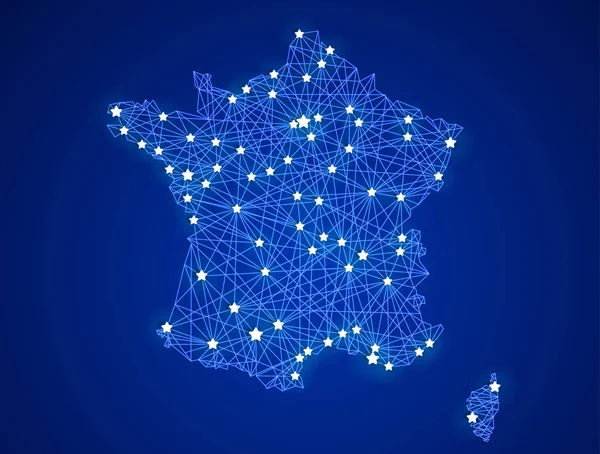 Communication Network Map France Abstract Vector Illustration — Stockový vektor