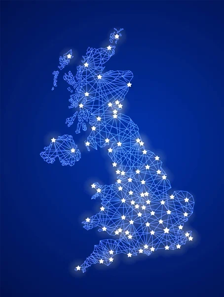 Communication Network Map Great Britain Abstract Vector Illustration — Wektor stockowy