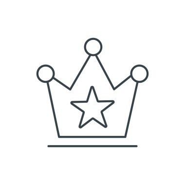 Taç ince çizgi simgesi. Web siteleri, web tasarımı, mobil uygulama, bilgi grafikleri için basit simge ögesi. Web sitesi tasarımı ve geliştirilmesi için ince satır simgesi, beyaz arkaplanda uygulama geliştirme