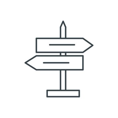 İşaret direği ince çizgi simgesi. Web siteleri, web tasarımı, mobil uygulama, bilgi grafikleri için basit simge ögesi. Web sitesi tasarımı ve geliştirilmesi için ince satır simgesi, beyaz arkaplanda uygulama geliştirme