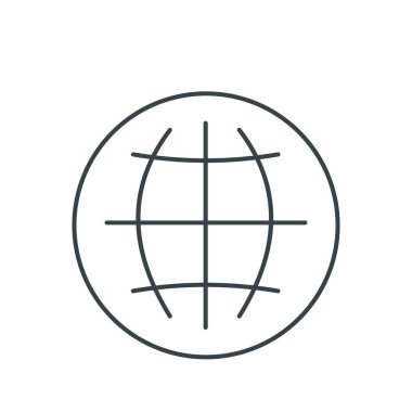 Dünya çapında ince çizgi ikonu. Web siteleri, web tasarımı, mobil uygulama, bilgi grafikleri için basit simge ögesi. Web sitesi tasarımı ve geliştirilmesi için ince satır simgesi, beyaz arkaplanda uygulama geliştirme