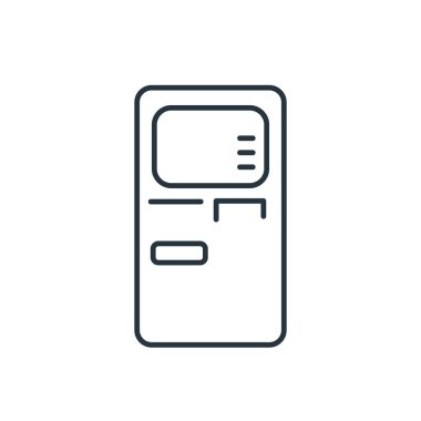 Atm hattı ince simgesi. Web siteleri, web tasarımı, mobil uygulama, bilgi grafikleri için basit simge ögesi. Web sitesi tasarımı ve geliştirilmesi için ince satır simgesi, uygulama geliştirme.