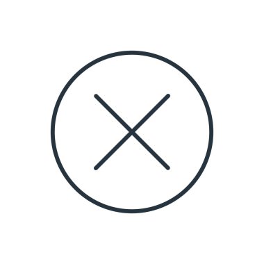 İnce çizgi simgesini iptal et. Web siteleri, web tasarımı, mobil uygulama, bilgi grafikleri için basit simge ögesi. Web sitesi tasarımı ve geliştirilmesi için ince satır simgesi, uygulama geliştirme.