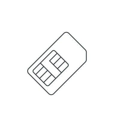 Standart sim kart ince çizgi simgesi. Web siteleri, web tasarımı, mobil uygulama, bilgi grafikleri için basit simge ögesi. Web sitesi tasarımı ve geliştirilmesi için ince satır simgesi, beyaz arkaplanda uygulama geliştirme