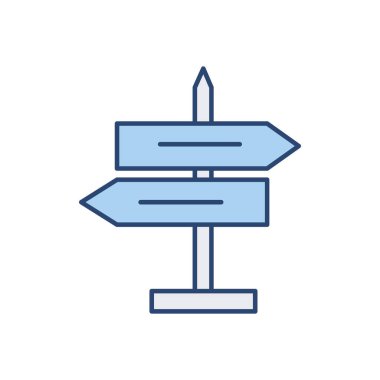 İşaret direği ince çizgi simgesi. Mavi renk. Web siteleri, web tasarımı, mobil uygulama, bilgi grafikleri için basit simge ögesi. Web sitesi tasarımı ve geliştirilmesi için ince satır simgesi, beyaz arkaplanda uygulama geliştirme