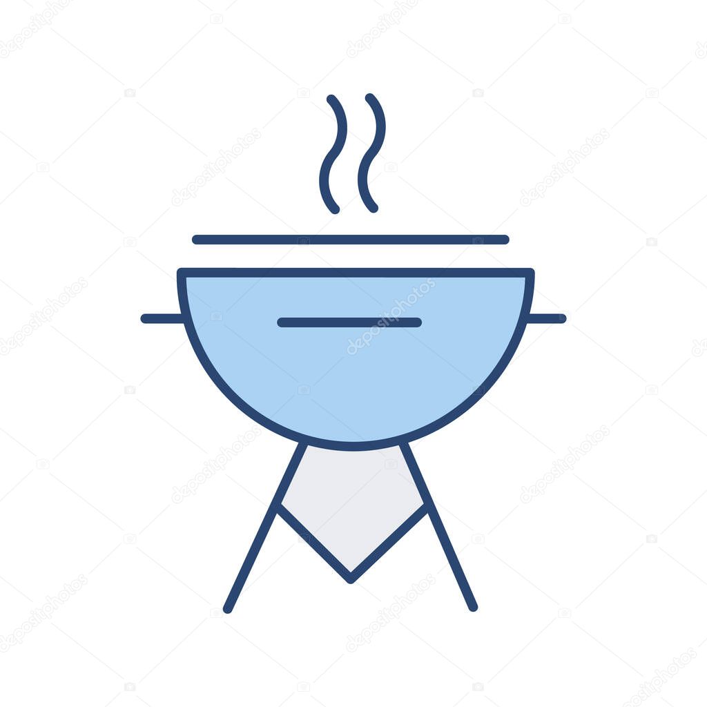 B-B-Q thin line icon. Color blue. Element of simple icon for websites, web design, mobile app, info graphics. Thin line icon for website design and development, app development on white background