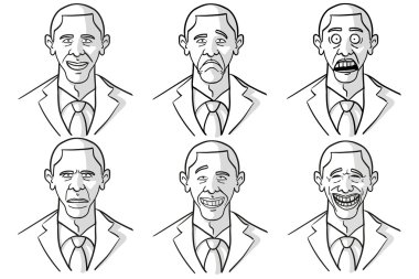 barack obama'nın karikatürünü yüzler