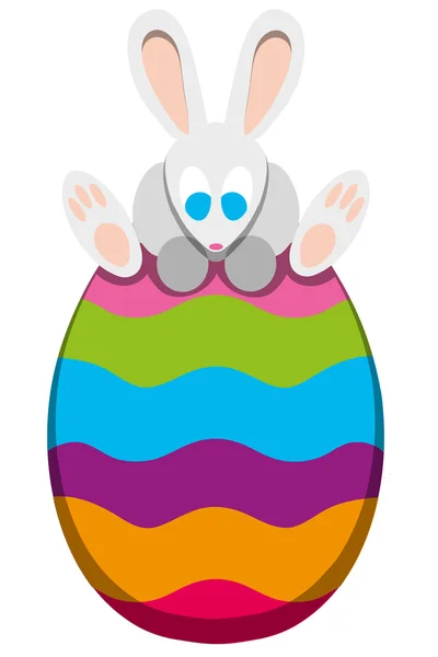 Conejo en huevo de Pascua — Vector de stock