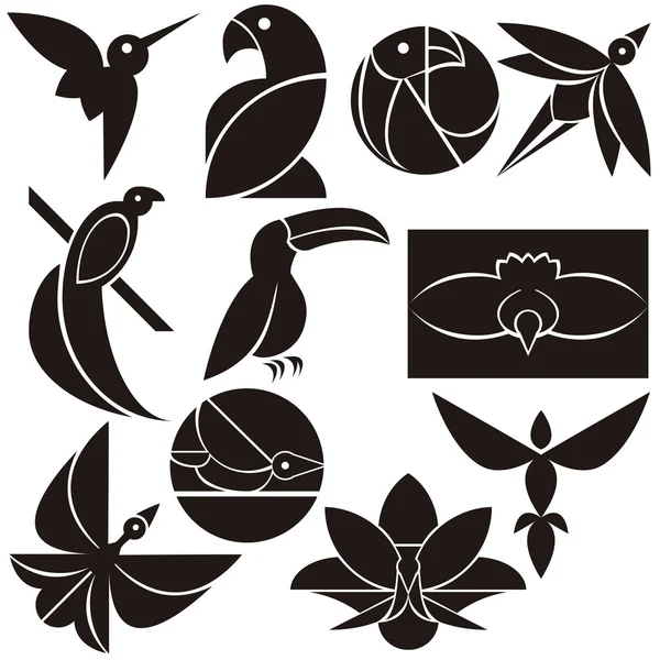Aves Eco Logos Vector Set — Vector de stock