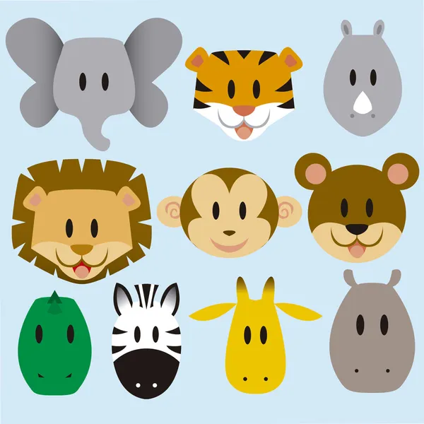 Cute Animals Vector Set — Stok Vektör