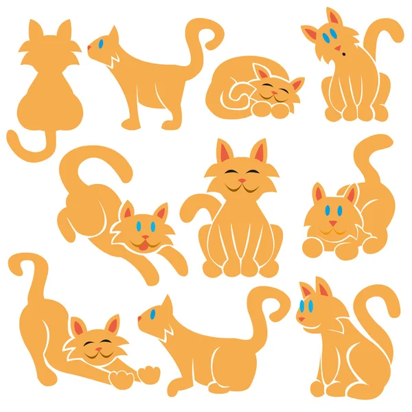 Cute Cats Vector Set — Stock Vector