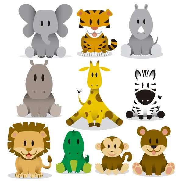 Cute Animals Vector Set Rechtenvrije Stockillustraties