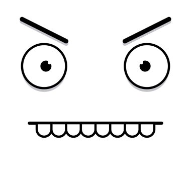 bir vektör sevimli çizgi film beyaz kızgın surat 