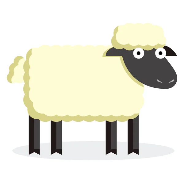 Симпатичная карикатурная овца, одинокая на белом фоне — стоковый вектор
