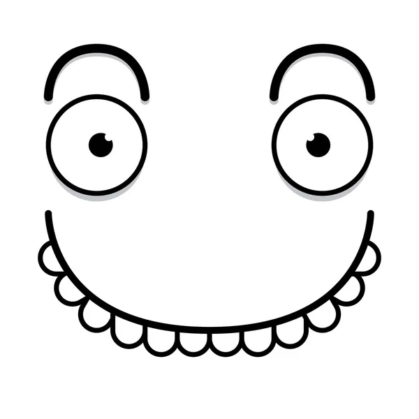Vektörel sevimli çizgi beyaz mutlu yüz — Stok Vektör