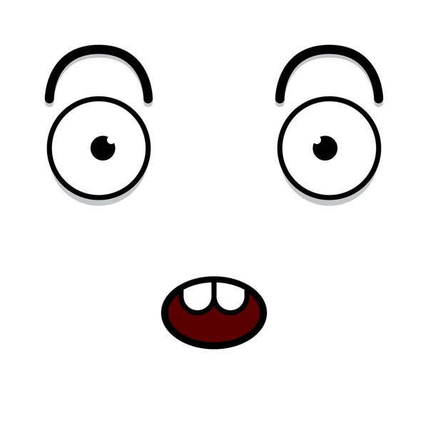 A Vector Cute Cartoon White Surprised Face — Stock Vector