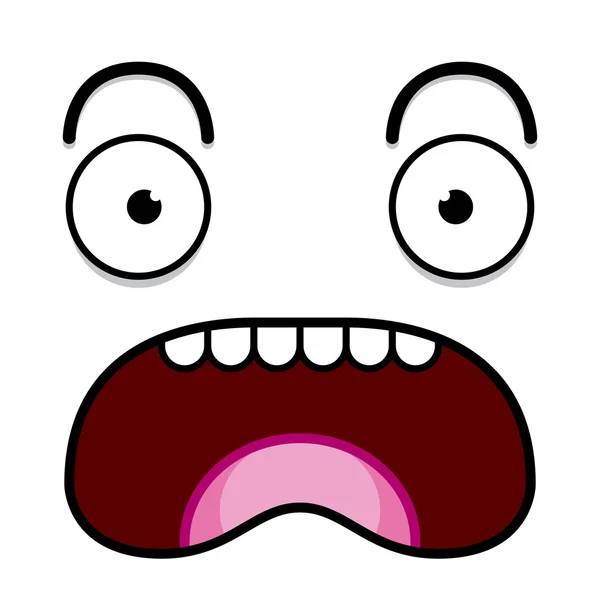 A Vector Cute Cartoon White Screaming Face — Stock Vector